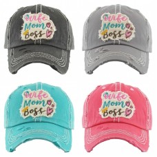 "WIFE MOM BOSS"  Embroidered  Vintage Style Ball Cap with Washedlook  eb-35297466